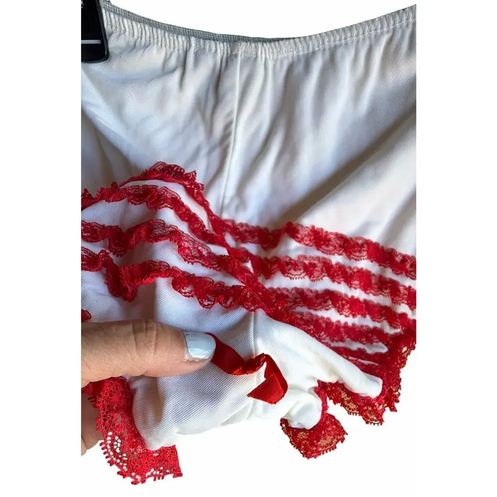 Vintage Red Ruffle Butt Pettipants Clogging Panties Bloomers Pin Up S